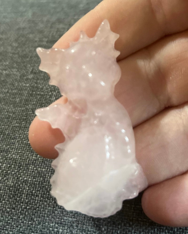 Rose Quartz Dragon Carving