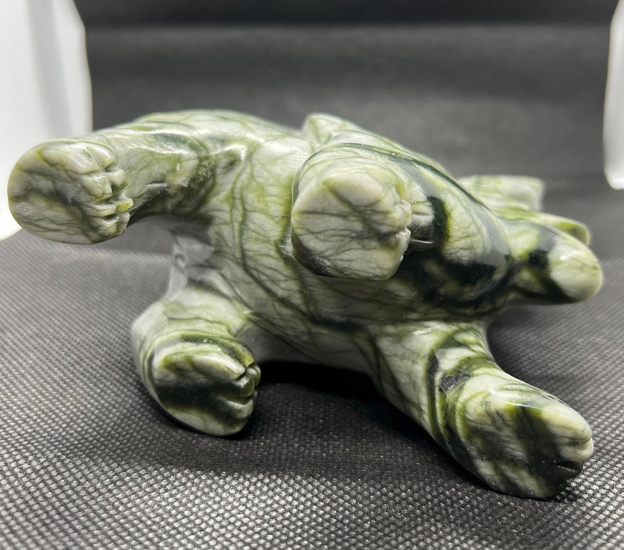 Green Lace Jasper Elephant Carving