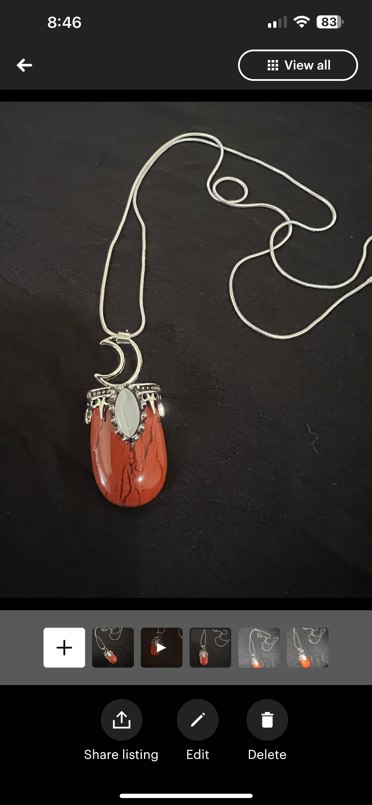 Red Jasper Pendant w/ Stainless Steel Chain